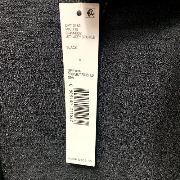 Preston & York NWT Lacey Sparkle Black Gold Long Sleeve Blazer, 8 - Picture 6 of 9